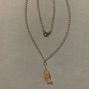 Hand Wrapped Crystal Jewelry Necklace, Yellow Crystal Calming